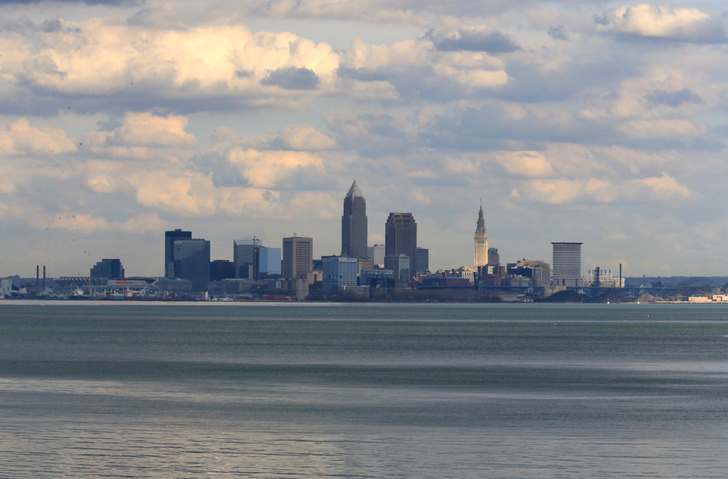 Cleveland skyline from lake Erie