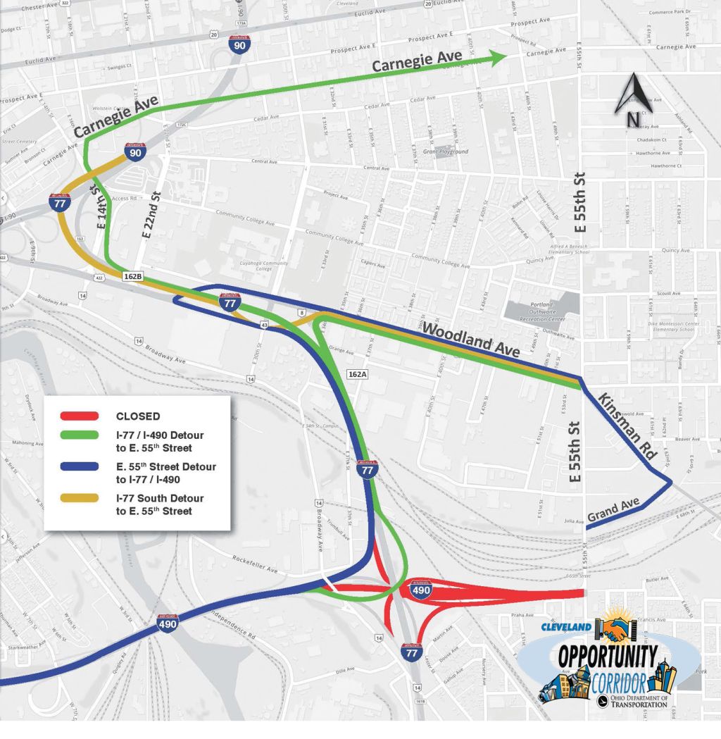 Section 3 of the Opportunity Corridor Project detour map