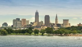 Downtown Cleveland city panorama skyline in Ohio USA