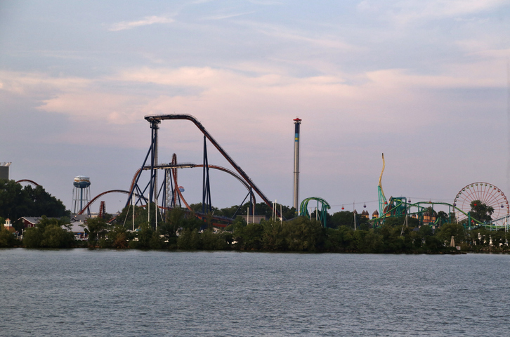 Thrill ride at Cedar Point Amusement Park, Sandusky, Ohio, United States