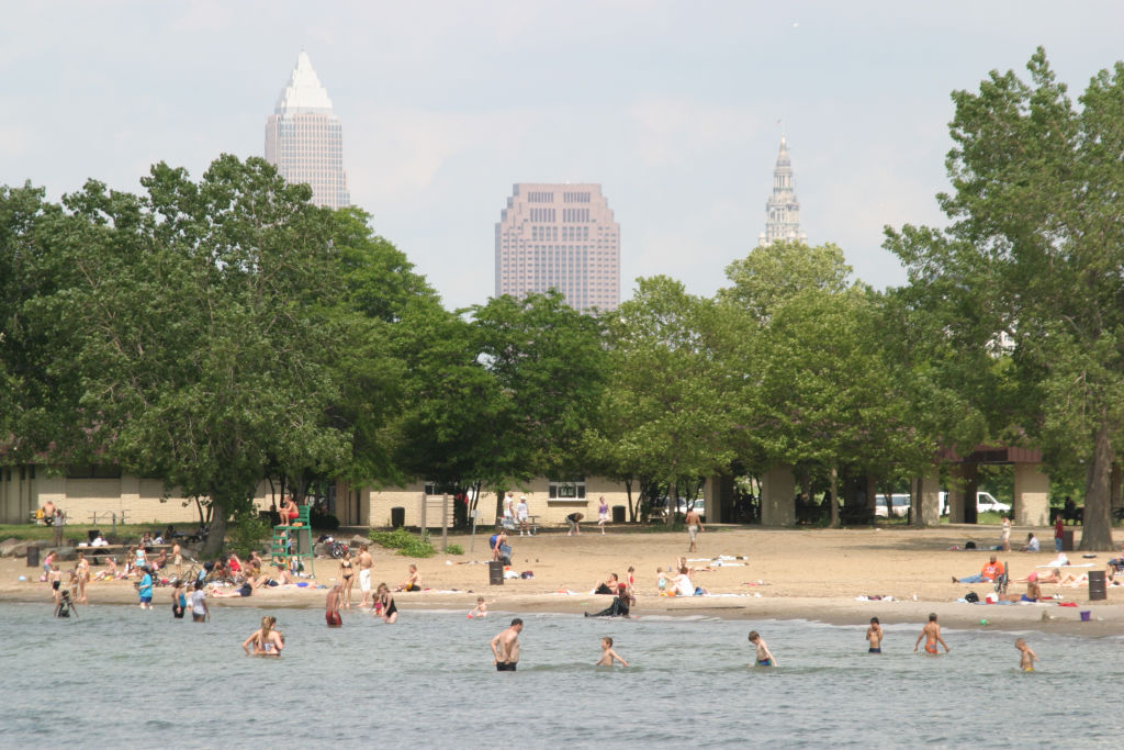 People swimming at Edgewater Park.