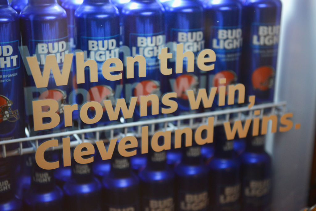 Bud Light And The Cleveland Browns Unveil the "Bud Light Cleveland Browns Victory Fridge" In Cleveland With The Help Of Browns Legends Felix Wright And Frank Stams