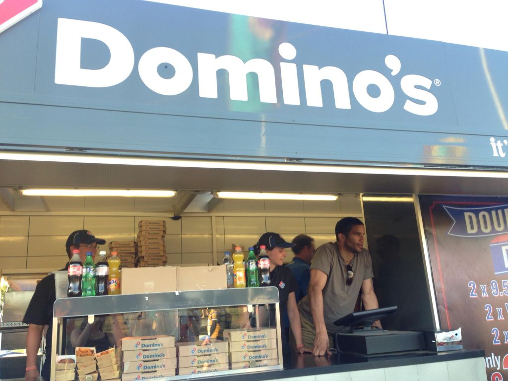 David James serving up some #RockFuel with Domino&apos;s Pizza at the Isle of Wight Festival