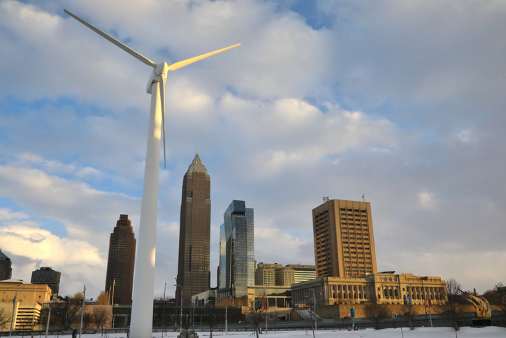 Wind turbine powering a major city