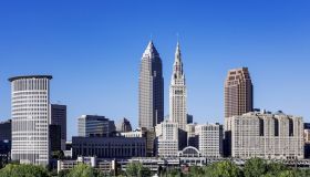 Cleveland city skyline in Ohio.