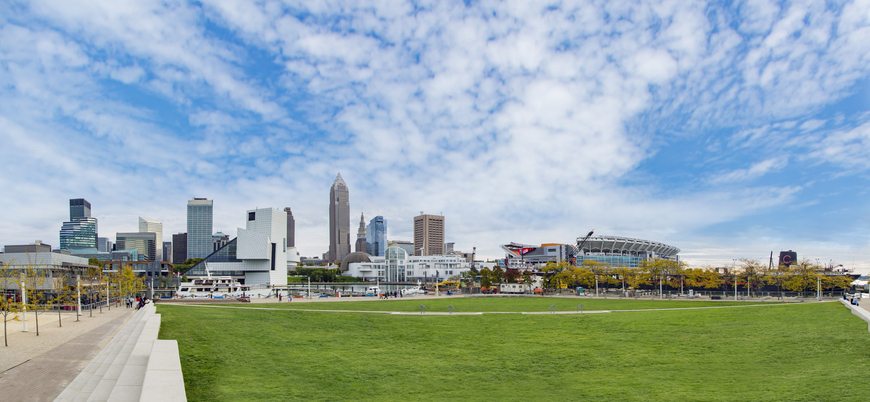 Cleveland from the shoreline at Voinovich Bicentennial Park