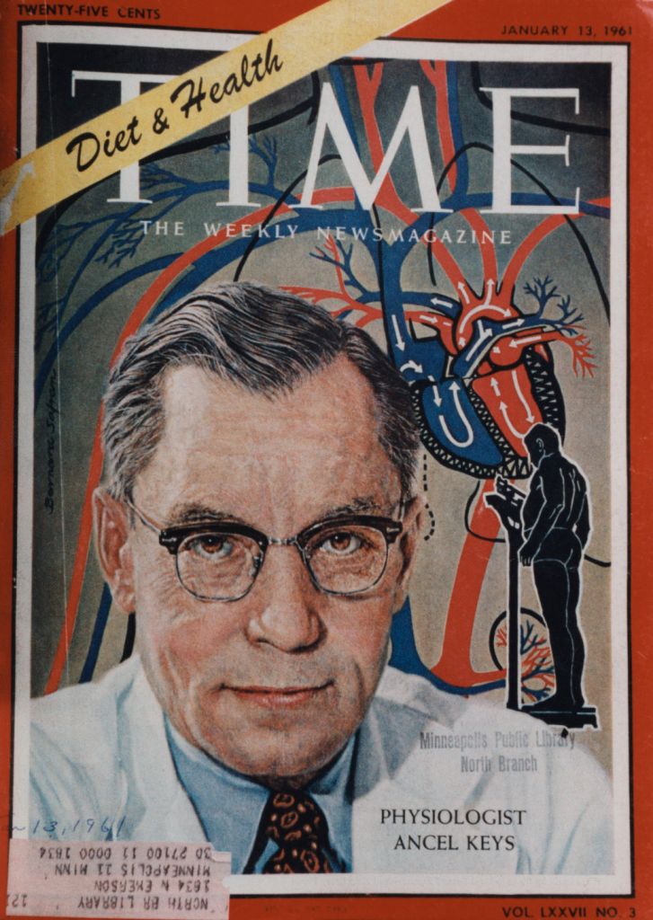 Time magazine cover Jan 13, 1961, shows Univ of Minn scientist Ancel Keys.