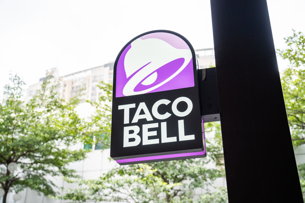 American fast food restaurants chain Taco Bell logo seen at...