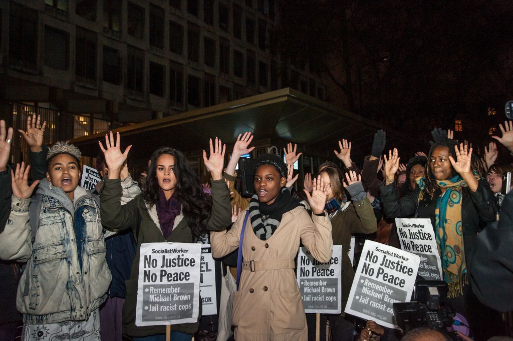 Solidarity with Ferguson protest at the US Embassy in London.