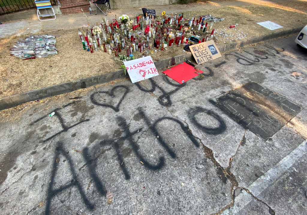 Black Lives Matter protest at City Hall around the death of Anthony McClain, who was killed by the Pasadena Police Department.