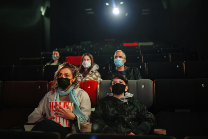 Audience watching the movie in cinema after the pandemic