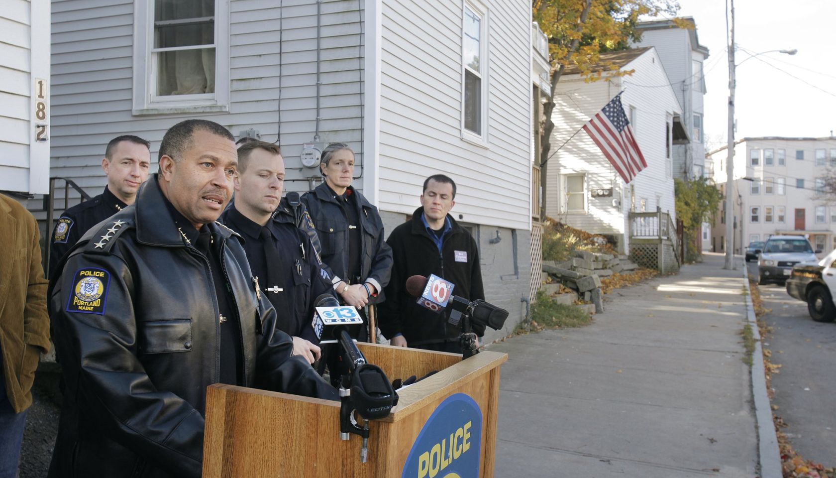 On Grant Street in Portland on Monday, November 1, 2010, Portland Police Chief James Craig talks ab