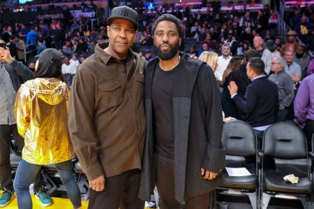 Denzel and John at a Lakers Game In 2018