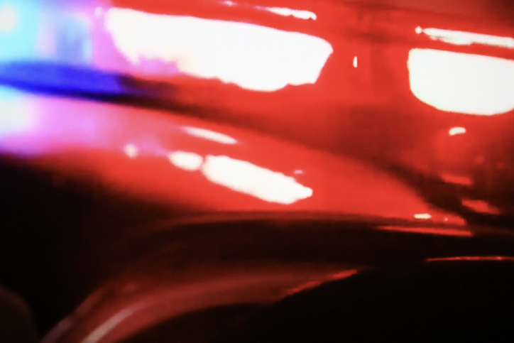 Patrol car flashing lights for emergency