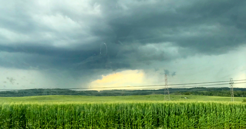 Severe weather over corn fields in rural ohio