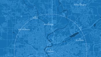 Dayton OH City Vector Road Map Blue Text