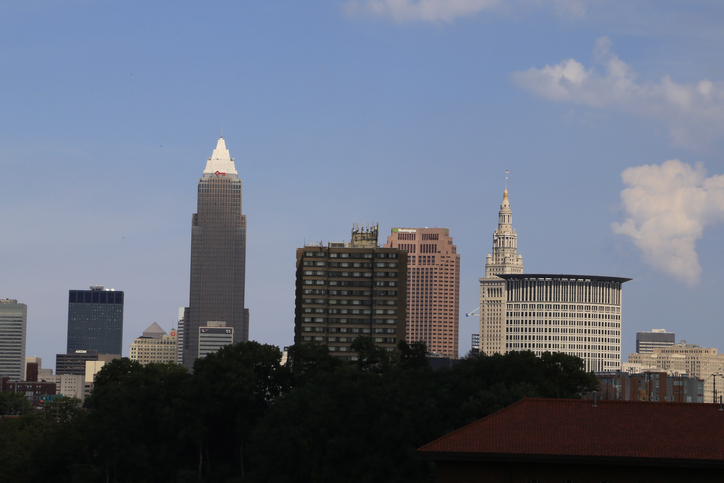 City skyline of downtown Cleveland Ohio
