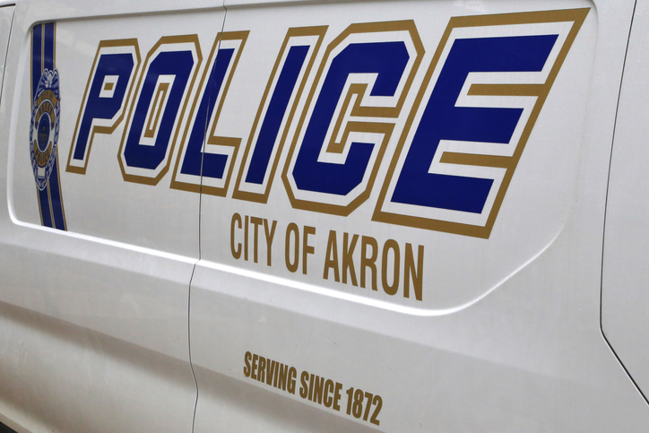 Close-up of an Akron city police vehicle
