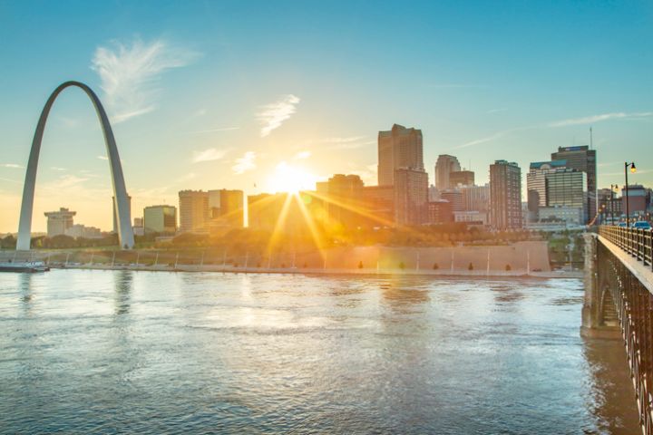 St. Louis and the setting sun