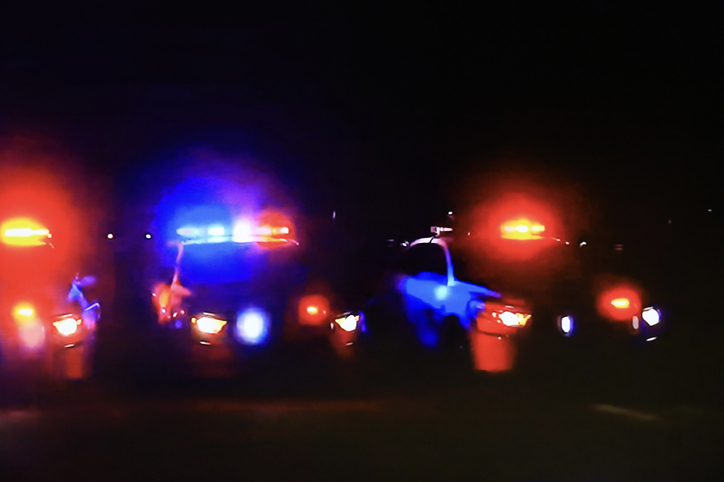 Police roadblock at night