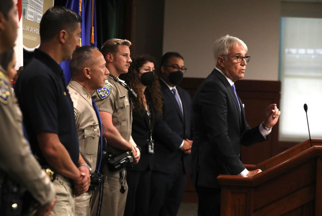 District Attorney George Gascon announced in a press conference that Nicole Lorraine Linton, a nurse from Houston, will be charged with six counts of murder for the Windsor Hills crash Monday afternoon, Aug. 8, 2022.