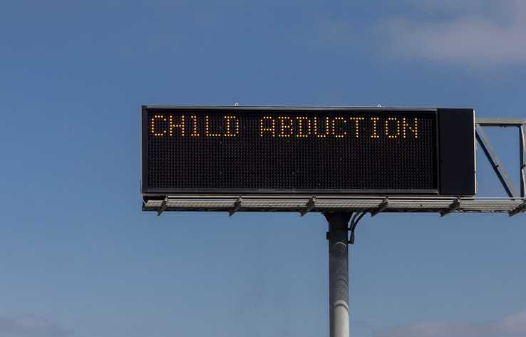 Digital sign announcing Child Abduction