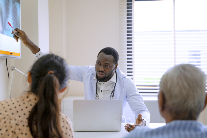 Doctor and patient at hospital.