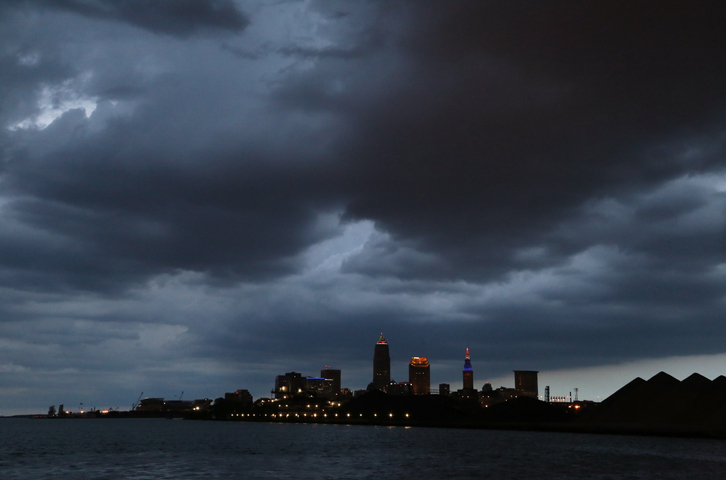 Extreme weather over the coastal city, Cleveland, Ohio, USA.