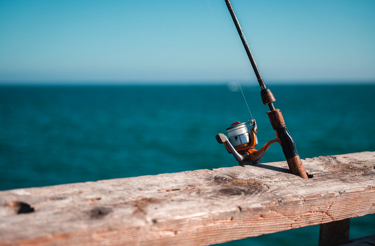 Fishing Pole Attached to Railing,Santa Monica Pier California