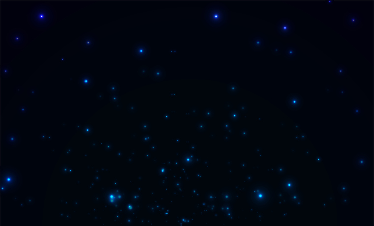 realistic vector background. Blue night sky with sparkling glowing stars.