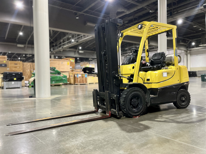 Forklift in convention center