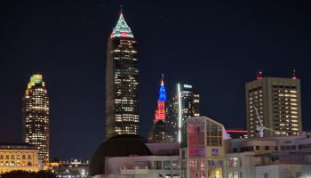 Cleveland Ohio downtown skyline at night