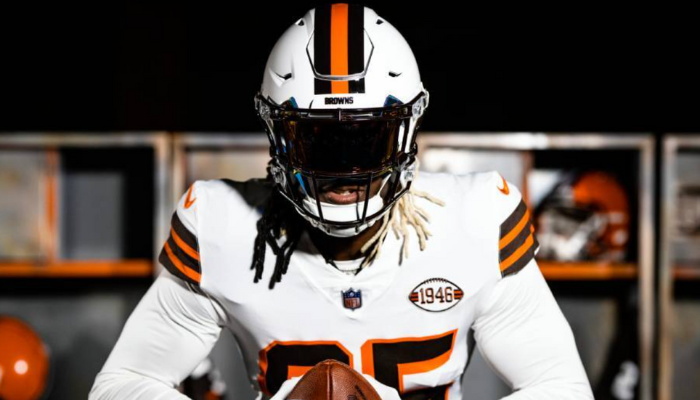 Browns white helmet