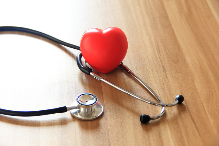 Medical stethoscope with red heart