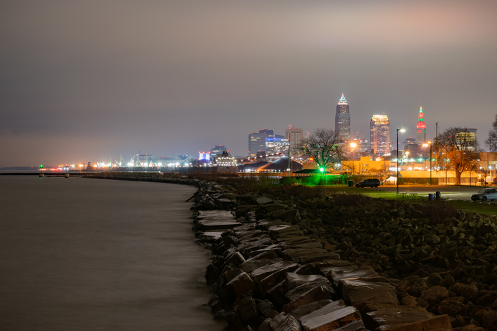 Long Exposure of Cleveland Shoreline with City