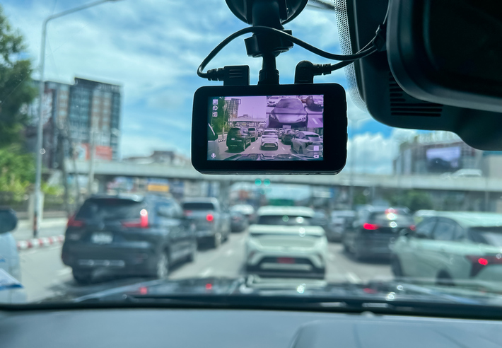 Front and rear car dash cam. car video recorder on vehicle front and rear
