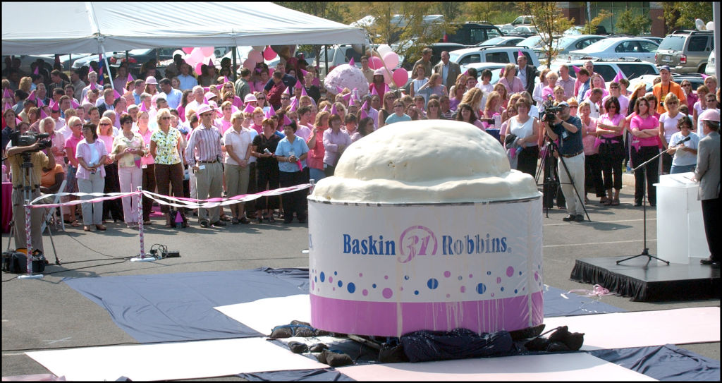 (9/13/05- Boston, MA)- Baskin Robbins celebrates 60 years with a ginat ice cream sundae and a party for employees at their Canton Heaquarter. 090305tf01.JPG Staff photo by Ted Fitzgerald. Saved in Photo Wednesday/Photo Max