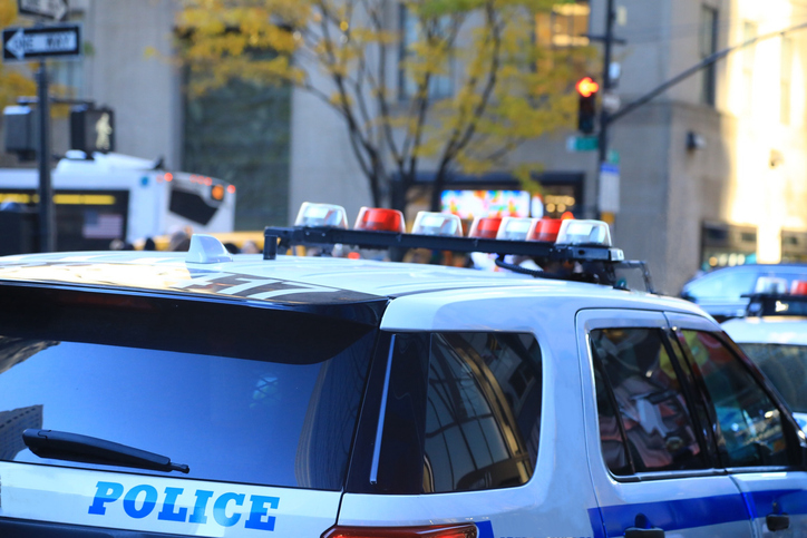 Police SUV vehicle, close-up partial view