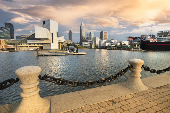 Cleveland Ohio downtown city skyline view USA