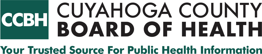 Cuyahoga County Board of Health logo featuring the organization's name and tagline "Your Trusted Source For Public Health Information".